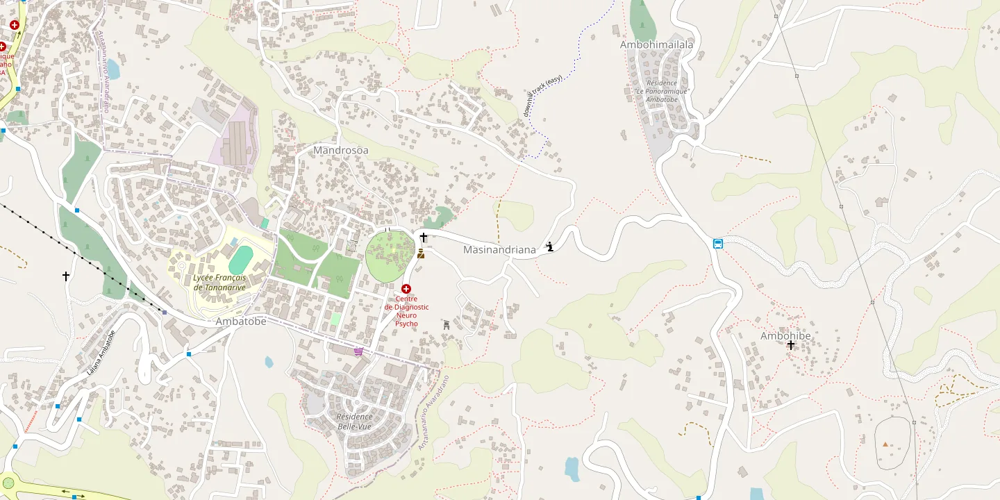 Plan du quartier de Masinandriana, à Antananarivo, entre Ambatobe et Ambohimalaza